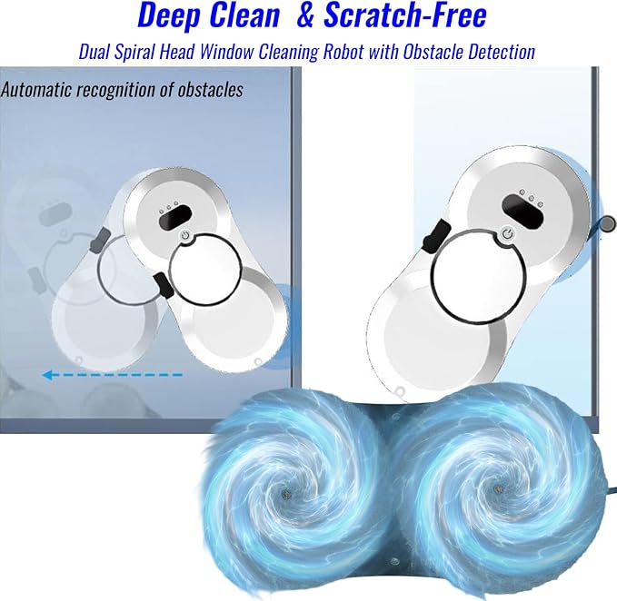 Iopsk Window Cleaning Robot, Automatic Window Cleaner with Water Spray, 5600Pa Suction, 3.0 Path Planning, Remote Control, for Indoor Outdoor Windows Glass Tiles Door
