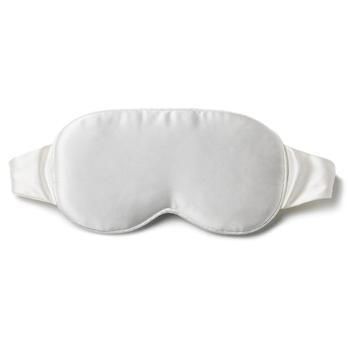 Fishers Finery 25 Momme 100% Organic Mulberry Silk Hypoallergenic Contour Eye Mask - Adjustable Elastic, 3D Sleep Mask, Zero Eye Pressure - New and Improved Style (Natural White - Undyed)