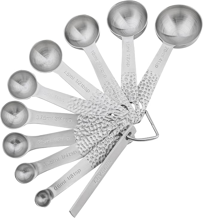 Measuring Cups and Spoons Set 19, Stainless Steel Measuring Cups and Spoons Set for Baking, Metric &US Metal Kitchen 8 Measuring Cup & 9 Measure Spoon & Equivalents & Leveler Set
