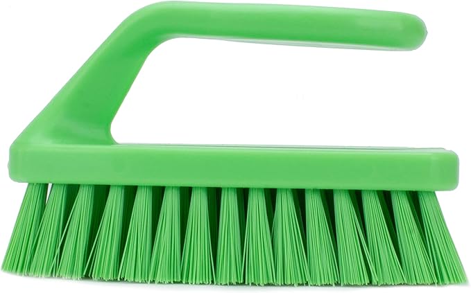 SPARTA Scrub Brush with Iron Shaped Handle and Stiff Bristles, Heavy Duty Scrubber Brush for Kitchen, Bathroom, Shower, Tile, Sink, Carpet and Bakepans, Polypropylene, 6 Inches, Lime