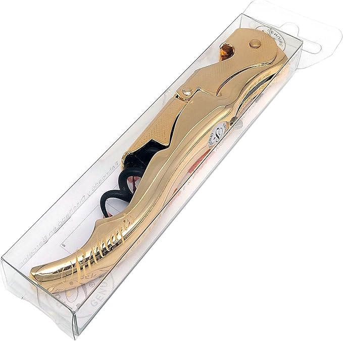 Pulltap's Genuine Slider Boss 150 Waiter's Corkscrew – Double-Hinged Wine Key with Sliding Foil Cutter – Patented Design – Made in Spain – Oro (24K Full Gold)