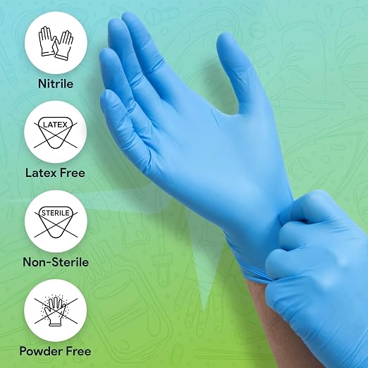 Nitrile Gloves Medium 1000 Count - Medical Exam Grade, 3 Mil, Latex Free and Powder Free Disposable Gloves, Textured Grip, Food Safe for Cleaning and Cooking - Blue, Case of 10 Boxes of 100