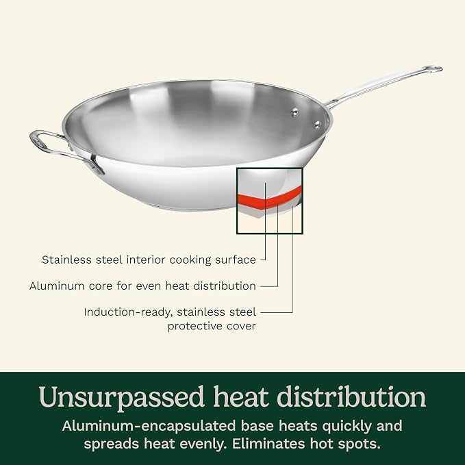 Cuisinart 14-Inch Stir-Fry Pan, Helper Handle and Glass Cover, Chef's Classic Stainless Steel, 726-38H