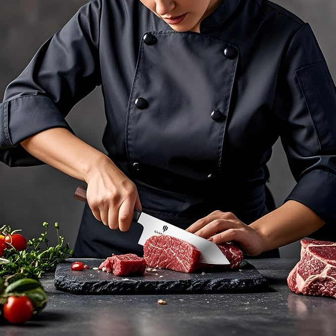 6 Inch Chef Knife for Small Hands, Japanese High Carbon Steel | Kitchen Knife Multi-function Mini Size Sharp Cooking & Sashimi Knife with Ergonomic Red Sandalwood Handle
