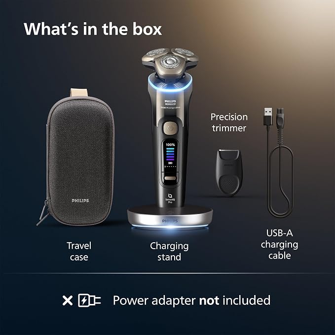 Philips Norelco Shaver i9000 Prestige Ultra, Wet & Dry Electric Shaver, Black Gradient, SenseIQ Pro Technology, Triple Lift & Cut System, 360 Rotating NanoTech Precision Blades, 5 Modes, XP9405/84