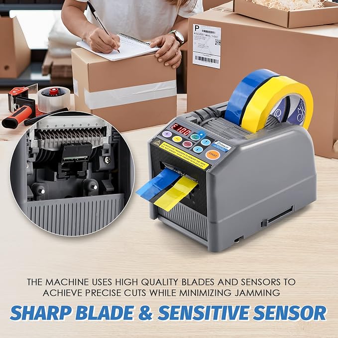 Automatic Tape Dispenser, Electric Ribbon Cutting Machine | Upgraded Silicone Wheel for 6-60mm Width Tape/Ribbon, Max. Cutting Length 999mm, 110V, Unsuitable for Elastic Ribbons
