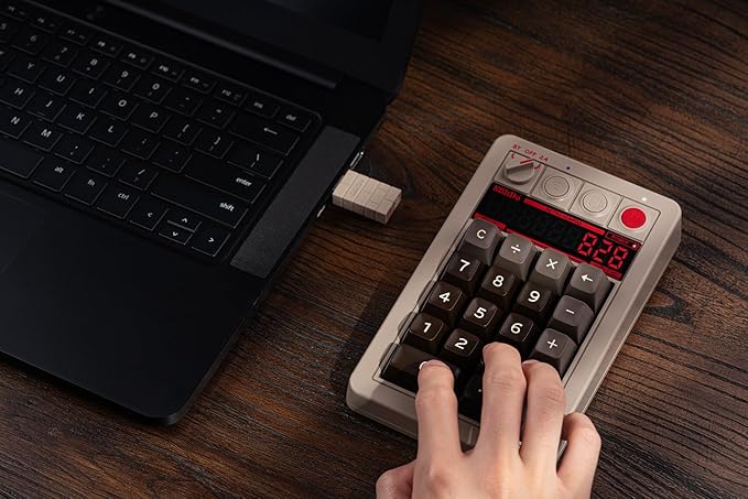 8BitDo Retro 18 Mechanical Numpad, Supports Calculator Mode, Bluetooth/2.4G/Wired Numpad for Windows and Android - C64 Edition
