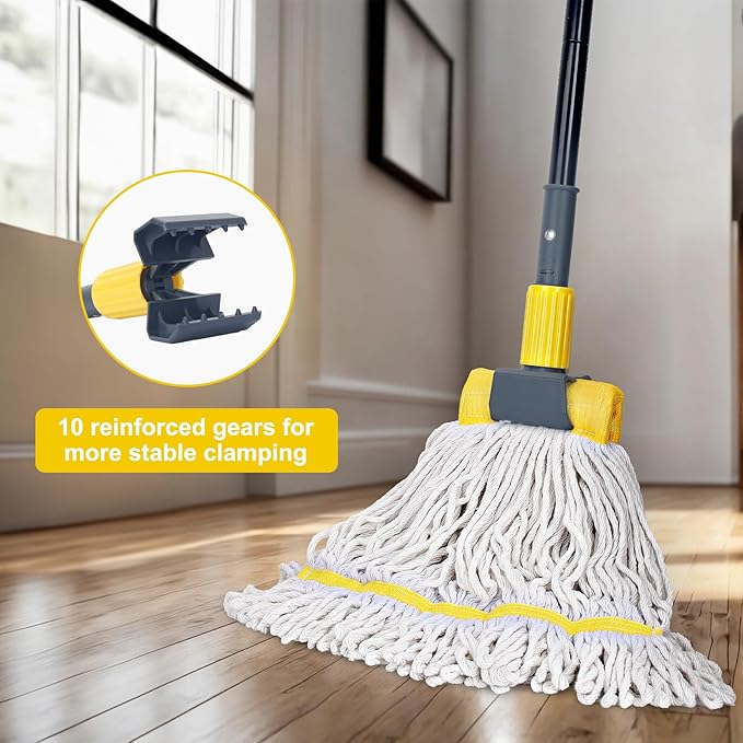 KeFanta Metal Mop Handle Commercial Heavy Duty,58" Industrial Mop Stick with Jaw Clamp,Wet Gripper Mops Head Replacement Holder for Floor Cleaning(2 Pack)