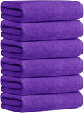 JML Microfiber Bath Towels, Violet, 30" x 60", 6 Pack | Oversized, Ultra Soft, Super Absorbent, Fast Drying, Perfect for Bathroom, Shower, Sauna, Yoga, Gym