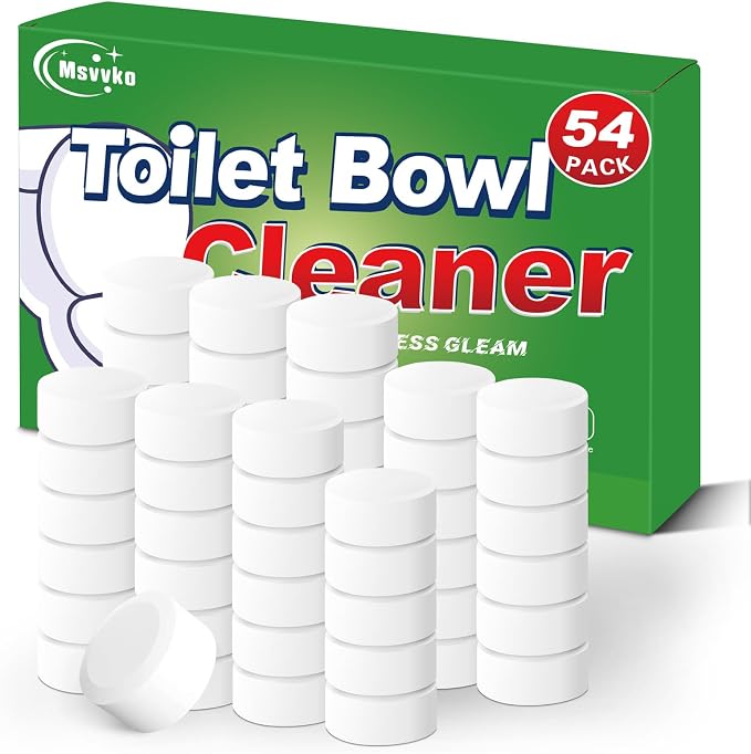 Msvvko Toilet Bowl Cleaners Bleach Tablets 54 PACK, Automatic Toilet Tank Cleaner, Bathroom Cleaner Against Tough Stains, No Scrubbing, Continuous Clean, Sparkling Fresh