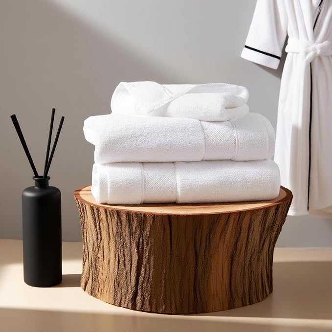 COZYART Bath Towel Set 6 PCS, Luxury White 100% Turkish Cotton 650GSM | Soft Absorbent Quick Dry, OEKO‑Tex 100 Cert. Zero Twist Ring Spun Cotton, Plush Fluffy, Breathable Hotel Quality Towels Set