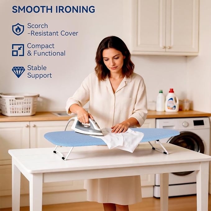 Whitmor Tabletop Ironing Board - Scorch Resistant Cover - Blue