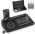 TOWON Small Compact Glass Desktop Whiteboard with Storage – 12 x 7 in Dry Erase Board for Desk, Home Office, School | Includes 5 Markers, Eraser & Holder | Space-Saving Organizer, Aesthetic Black
