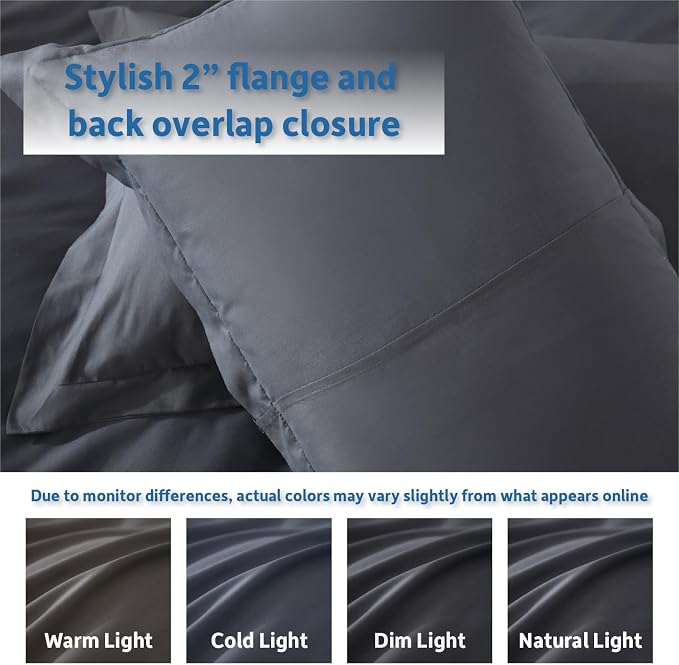 Nestl Dark Grey Duvet Cover Full Size - Soft Double Brushed Full Size Duvet Cover Set, 3 Piece, with Button Closure, 1 Duvet Cover 80x90 inches and 2 Pillow Shams