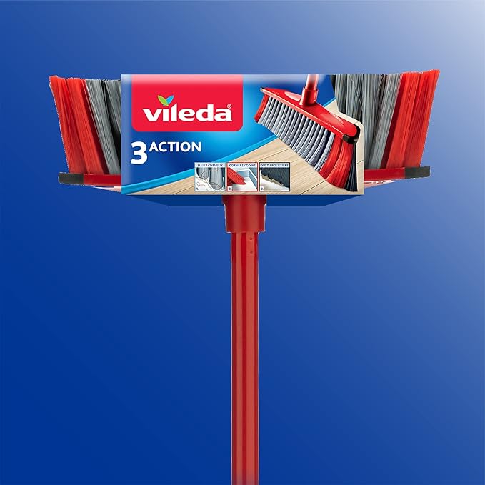 vileda B00H4G7ZZQ 3 Action Broom & Hanlde, Red