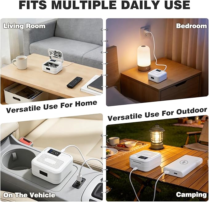 Hearing Aid Dryer Dehumidifier, Automatic Shut-Off Dryer Box Drying Box for Hearing Aids, Portable Fast Drying Dehumidifier for Hearing Aids, Earbuds, AirPods, Amplifiers