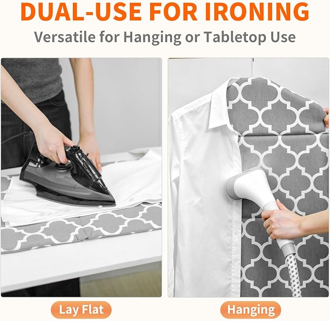 Foldable Steamer Board for Clothes, 35.62x15.75inches Ironing Mat with Silicone Iron Pad, Portable Steamer Pad for Steaming Clothes, Grey