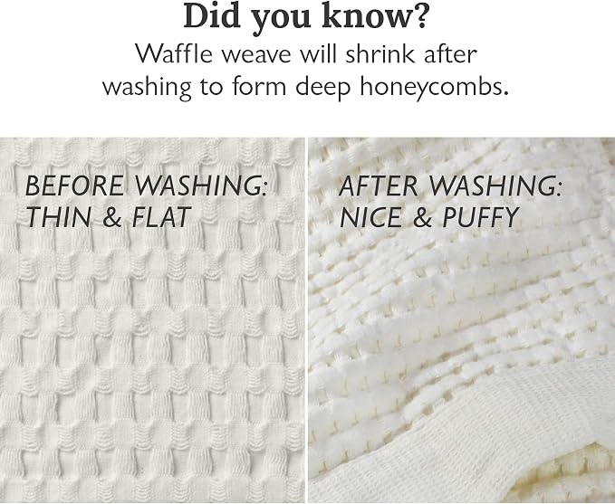 GILDEN TREE Waffle Towel Set Quick Dry Thin | 2 Bath Towels | 2 Hand Towels | 2 Washcloths, Modern Style (Cream)