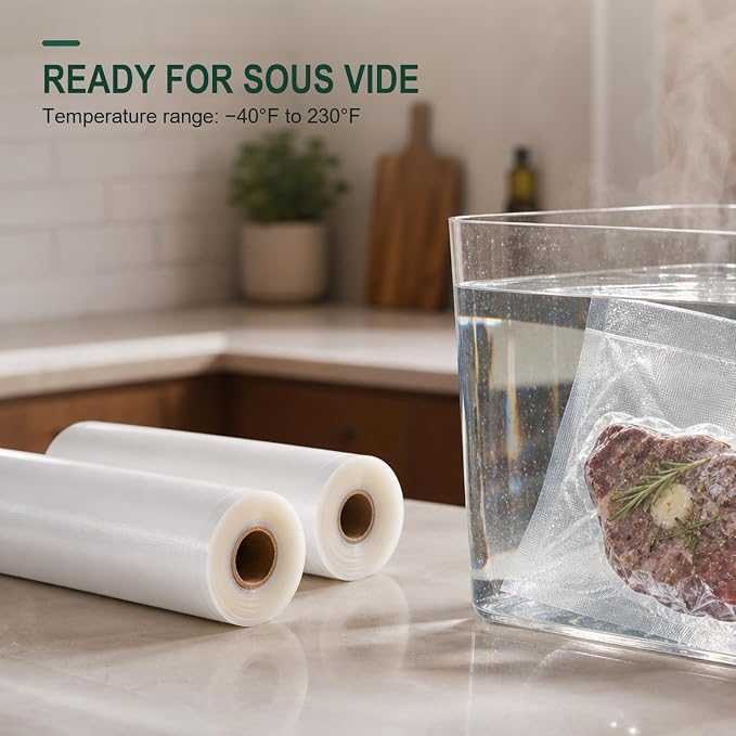 MAGIC SEAL Vacuum Sealer Bag Rolls for Food, 10 in x 50 ft, 2 Rolls | BPA-Free Nylon-PE, 4 mil Textured Side, Commercial Grade, Cut to Size for Freezer Storage, Sous Vide and Meal Prep