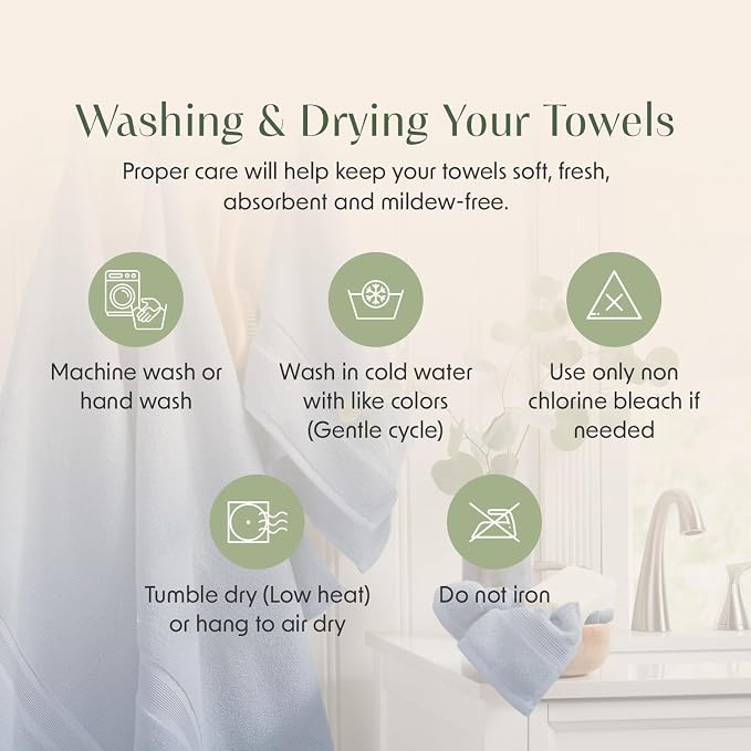 Springtree Home Luxury Bamboo Rayon Hand Towel Set | 6-Pack | Med Blue | 35% Bamboo Rayon - 65% Zero Twist Cotton | Absorbent Quick-Dry Towels for Bathroom | Ultra Soft | OEKO-TEX Standard 100