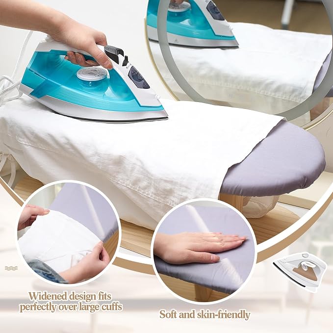 DoubleFill Padded Sleeve Ironing Board 57x26cm Tabletop Sleeves & Chest Tailor Ironing Board with Long Wooden Base for Tailor Dress Forms Household, Laundry Rooms, Travel Use, Gray