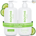 Routine Wellness Anti-Thinning Shampoo and Conditioner Set for Thinning Hair - Biotin DHT Blocker Women & Men - Color Safe Shampoo for Hair Loss & Healthier Hair - Cucumber Set