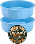 Pet Crock Bowl - 2 Pack – Thick Durable Plastic Non-Tip Food & Water Dish for Dogs, Cats - Indoor/Outdoor - Chew Resistant, Easy Clean BouldrBowl from Healthy Surplus® (Bright Blue, 48oz Large)