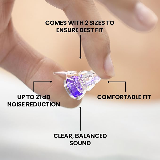 Eargasm High Fidelity Hyperviolet Purple Earplugs for Concerts, Festivals, Musicians, DJs, Night-Life, Motorcycle Hearing Protection - Reusable Ear Plugs for High Fidelity Noise Reduction up to 21 dB