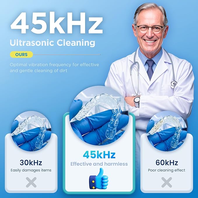 Dental Ultrasonic Retainer Cleaner Machine: 45kHz Dental Cleaning Pod with Digital Timer & 200ML, Cleaning for Dentures, Mouth Guards, Aligners, Night Guards, Braces, Toothbrush Heads & Jewelry, Green