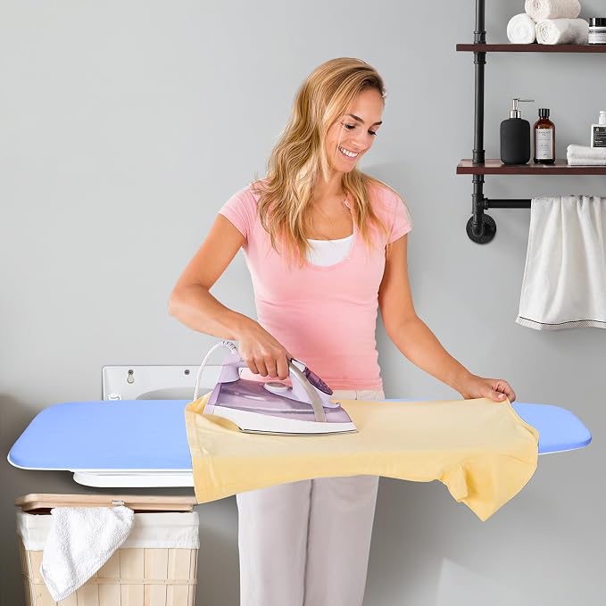 180° Swivel Wall Mounted Ironing Board 38.7 x 12 Inch Heavy Duty | Ironing Board with Heat Resistant Cover, Space Saving Wall Mount Folding Ironing Boards for Small Spaces Home Laundry Room