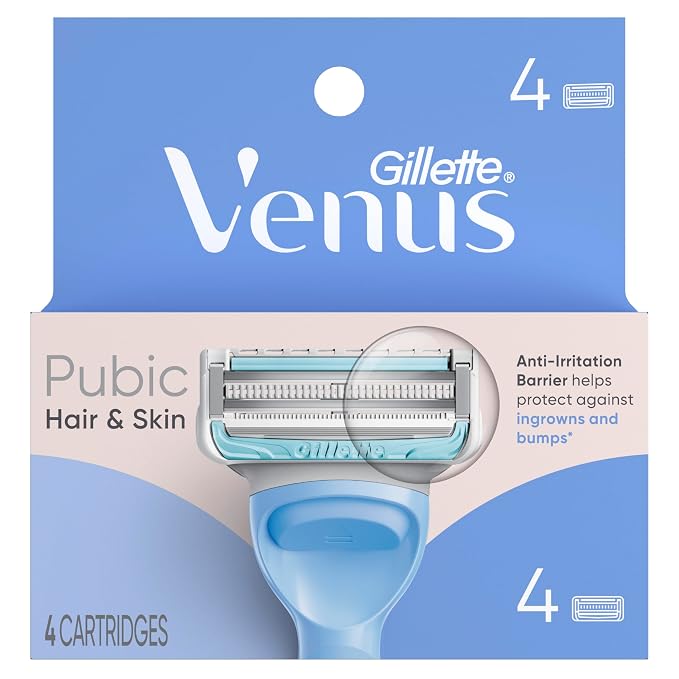 Gillette Venus Intimate Grooming Womens Razor Blade Refills with Bikini Trimmer, 4 Count (Pack of 1)