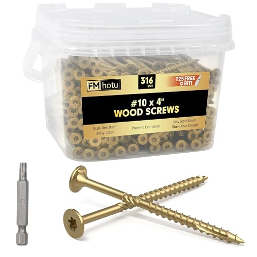 #10 x 4” Deck Screws, 316Pcs Star Drive Wood Screws | Rust Resistant Timber Screws for Timber/Log/Landscaping Wood, T25 Star Bit Included, Gold