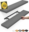BAYKA Floating Shelves Grey, 22.5 inch Rustic Wood Wall Mounted Shelves for Bathroom, Bedroom, Living Room, Kitchen, Hanging Shelf for Books/Storage/Decor (Gray,Set of 2)