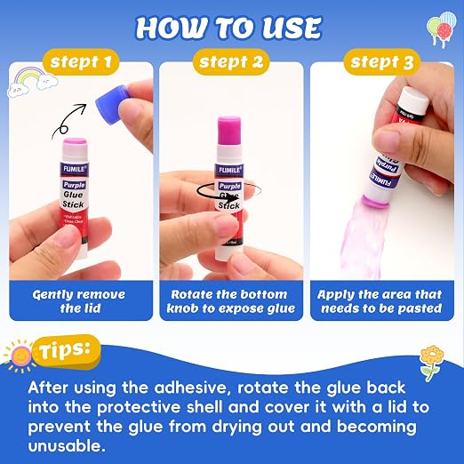 72 Pack Glue Sticks Bulk for Kids, Disappearing Purple Glue Sticks for Classroom and Teacher Supplies.0.18 OZ kids glue Dries Clear, Non-Toxic, Washable, Back to School Supplies and Student Must Haves