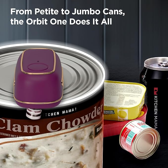 Kitchen Mama Orbit One Electric Can Opener, Royal Burgundy | Rechargeable, Hands-free, USB-C Charging, Automatic Stop, Smooth Edge