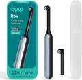 Quip Rev Oscillating Rechargeable Electric Toothbrush with Extra Brush Head - Soft Bristles, Pressure Sensor, 3 Intensities, 30-Day Battery Life, 2-Min Timer, Travel Case, Mirror Mount - Blue Stone