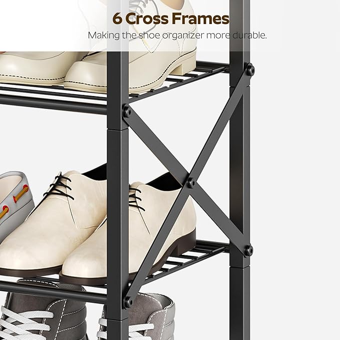 YATINEY 10 Tier Shoe Rack, Large Capacity Shoe Storage Organizer Holds 40 Pairs, Sturdy and Stable, for Entryway, Hallway, Closet, Dorm Room, Rustic Brown SS10BR