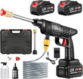 Cordless Pressure Washer 21V x2 Batteries, Cordless Power Washer Battery Powered, Portable Pressure Washer w/ 6-in-1 Nozzle, Soap Container, Charger Included