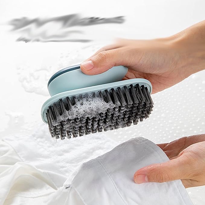 Household Cleaning Brushes Laundry Brush with Handle Flexible Washing Scrub Soft Hair Cleaning Clothes Cleaner Household Tools(Pink)