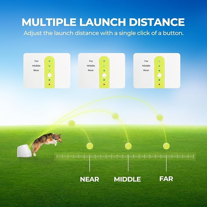 ALL FOR PAWS Automatic Dog Ball Launcher, Interactive Fetch Toy for Medium to Large Dogs, Rechargeable Pet Ball Thrower Machine for Outdoor Play, 6 Pcs 2.5-Inch Balls Included