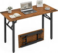 XBurmo Folding Desk Foldable Table, No Assembly 43.3" Foldable Desk Space-Saving Workstation for Small Space, Computer Table, Flat Storage for Home Office, Bedroom, Dorm, Study Room, Rustic Brown