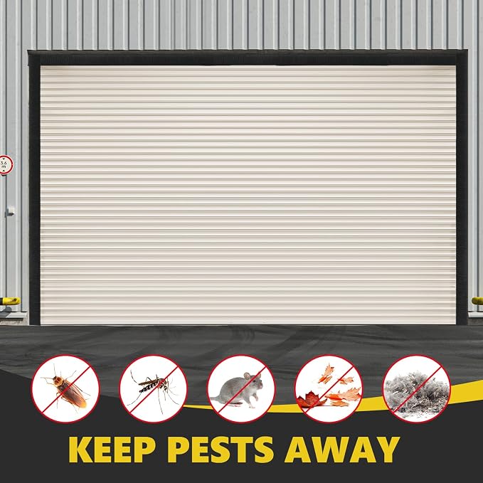 DoubleFill 16 x 8ft Two-car Garage Brush Seal Kit for Roll-up Doors 3" Heavy Duty Nylon Brush with Aluminum Track Weatherproof Commercial Door Bottom Seal for Warehouse, Energy Saving, Pest Proof