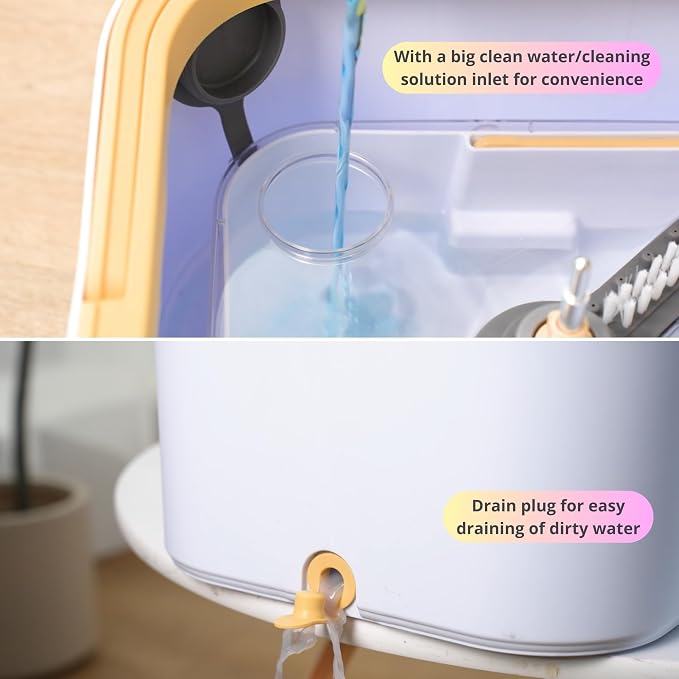True & Tidy Square Spin Mop with Detachable Bucket, 6 Machine Washable Pads