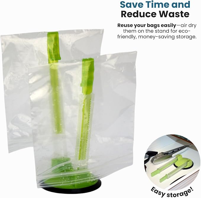 Baggy Rack - (6 Pack) Sandwich Bag Racks, Clip Food Storage Bags Onto Holder, Best Opener for Freezer & Storage Baggie - Ideal Plastic Kitchen, No Hassle Cooking Gadget Solutions For a Clean Pour | Snacks, Meal Prep Ingredients With No Food Like an Ext...
