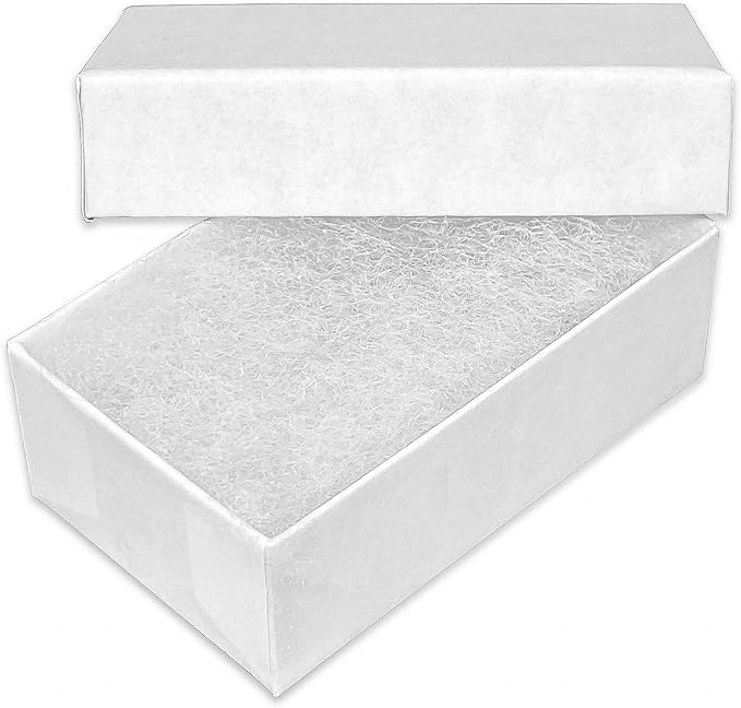 TheDisplayGuys - 100-Pack #21 Cotton Filled Cardboard Paper Jewelry Boxes Gift Case - Matte White (2.6" x 1.6" x 1.0") - for Shipping or Storage