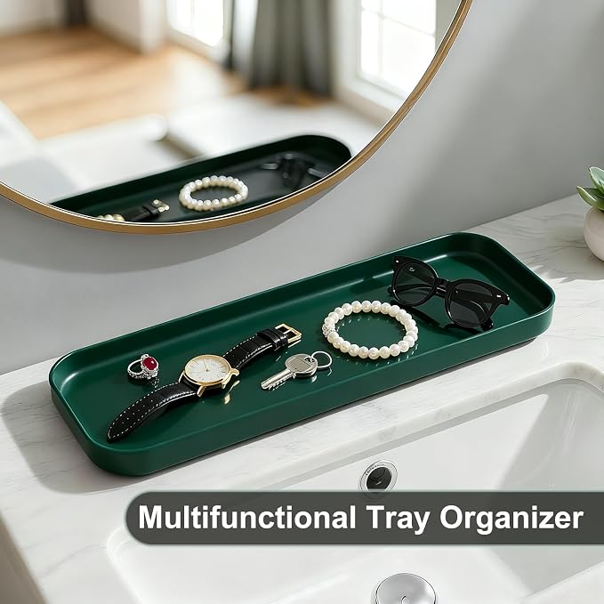 25 Pieces Bathroom Set Green and Gold Bathroom Accessories Set, Shower Curtain and Rugs, Trash Can, Toilet Brush, Soap Dispenser, Soap Dish, Toothbrush Holder, Tumbler, Tray, Qtip Holder