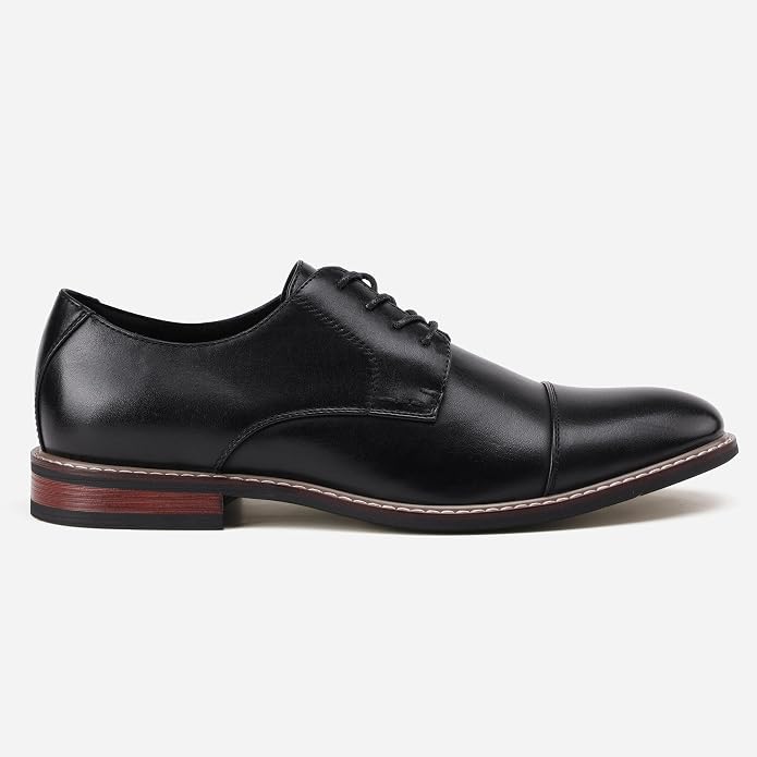 Mens Classic Cap Toe Dress Shoes Oxford for Office | Polished PU Outer Shell,Ventilated Comfortable Latex Insole. Formal Footwear Suited for Office Engagements ,Outings,Weddings