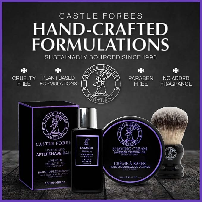 Castle Forbes Lavender Aftershave Balm For Men, 5 fl.oz. | Moisturizing After Shave Lotion w/Essential Oils | Soothing & Refreshing Face Balm | Alcohol Free Post Shave Skincare For All Skin Types