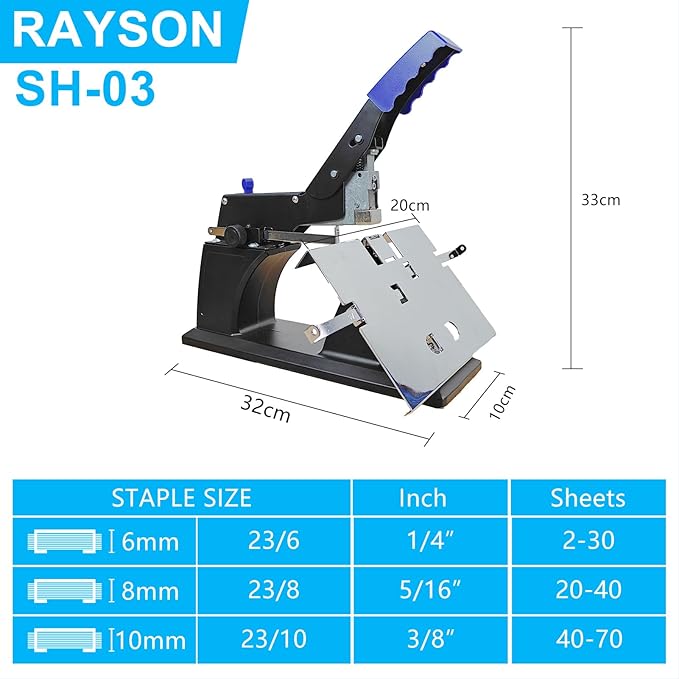 Rayson SH-03 Saddle Stapler/Heavy Duty Manual Stitch Stapler Can Saddle Stapling or Flat Stapling