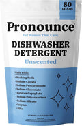 Pronounce Dishwasher Detergent Powder - Cleaner Ingredients, Fragrance Free - Ultra Concentrated, Cuts Grease and Grime, Dishwasher Pods Alternative. (80 Loads, Unscented)